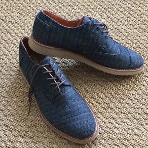 Toms Men’s Brogue Navy Denim Herringbone 11.5 NWT